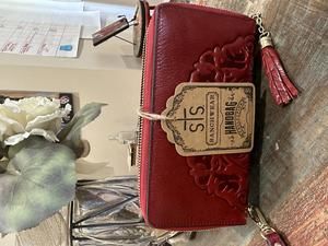 STS Ranchwear Red Tooled Leather Wallet